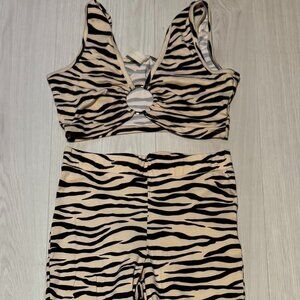 Black and White, Zebra Print, Two Piece Set, Stretchy